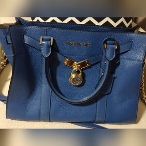 AUTHENTIC Michael Kors Hamilton Medium Royal Blue Pebbled Leather